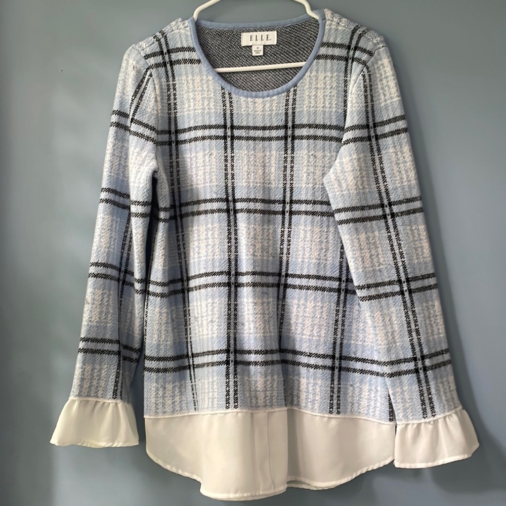 Plaid Patterned Crewneck Sweater